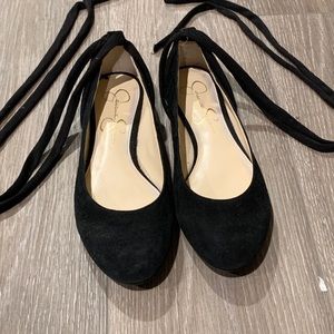 Jessica Simpson Suede AnkleTie Ballet Flats 7.5M